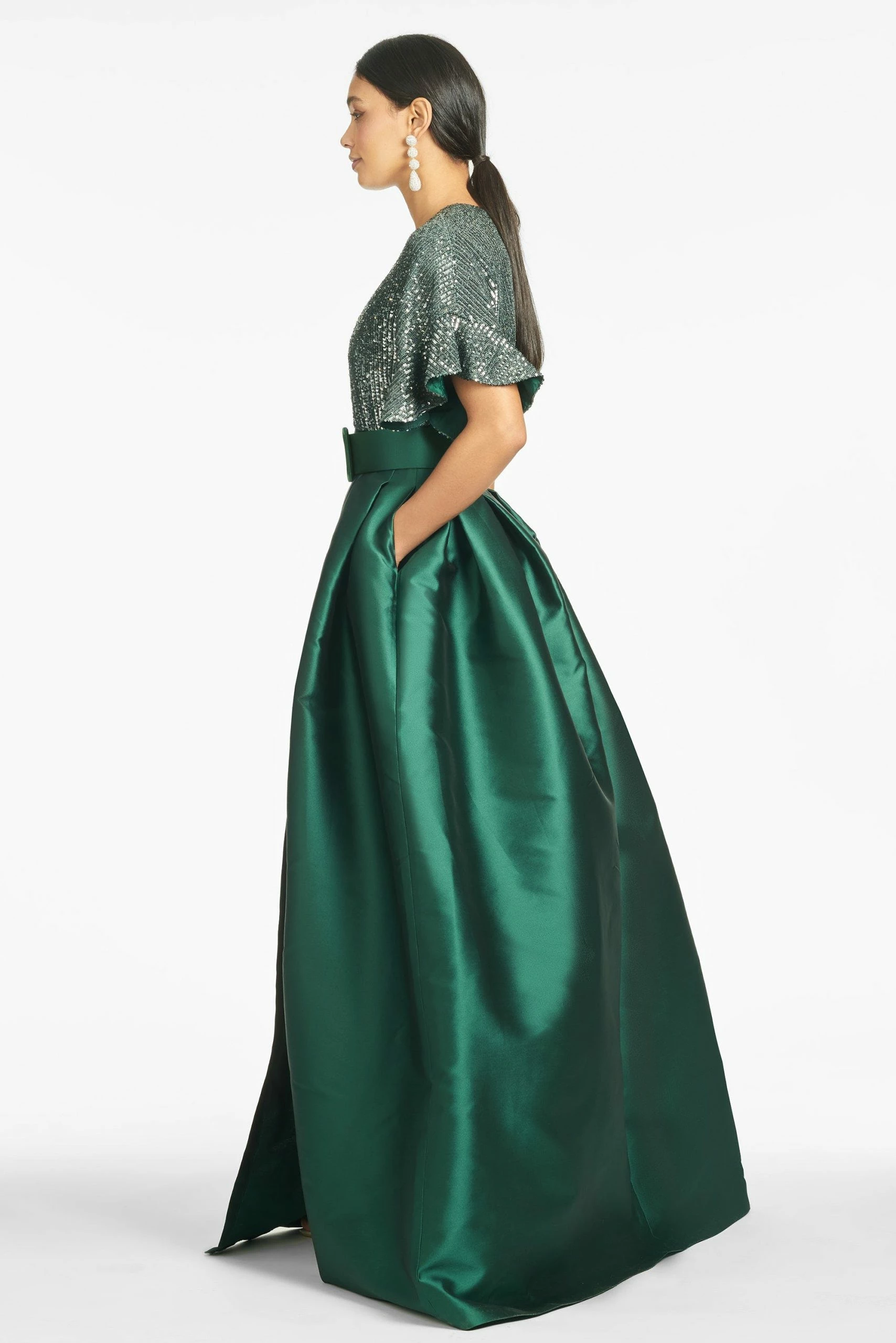 Sachin & Babi One Gown - Hunter Green - Image 3