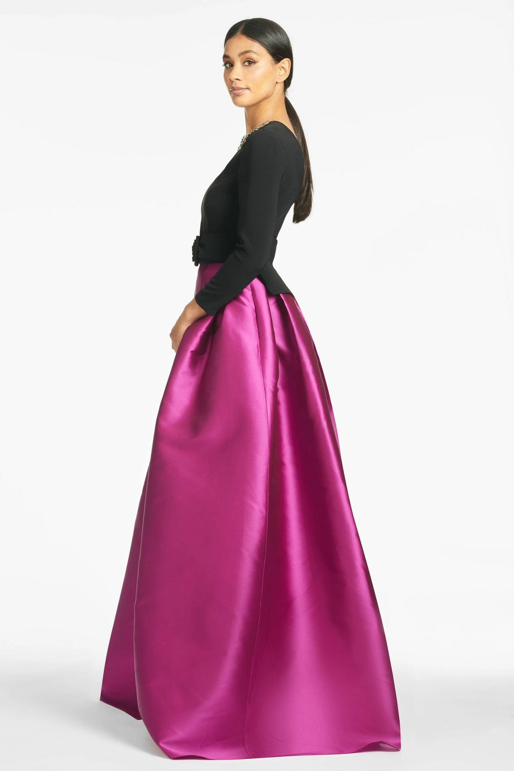 Sachin & Babi Desdemona Gown - Black/Magenta - Image 3