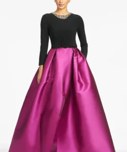 Sachin & Babi Desdemona Gown - Black/Magenta