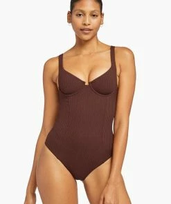 Vitamin A Demi Underwire One Piece - Chocolate EcoRib