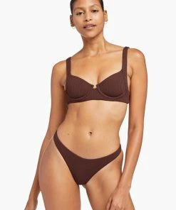 Vitamin A Demi Underwire Top - Chocolate EcoRib