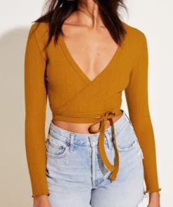 Vitamin A West Organic Rib Wrap Top - Saffron Organic Rib