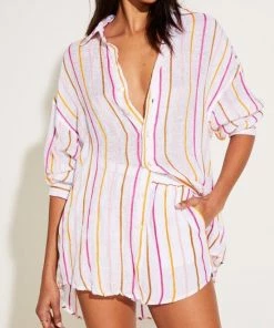 Vitamin A Tallows Linen Short - EcoLinen Sunny Stripe