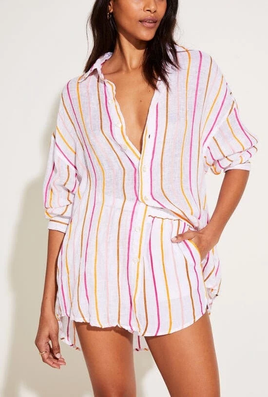 Vitamin A Tallows Linen Short - EcoLinen Sunny Stripe