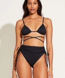 Vitamin A Sol Strappy Wrap Top - Black EcoLux
