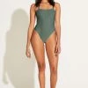 Vitamin A Leah Square Neck One Piece - Aloe Superrib