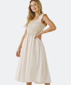 English Factory Ruffled Shoulder Straps Midi Dress