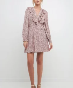 Free The Roses The Roses Wrapped Mini Dress With Ruffled Neckline