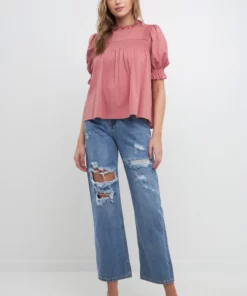 Free The Roses The Roses Smocking Yoke T-Shirt