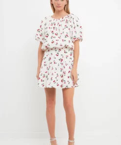 English Factory Cherry Print Mini Skirt