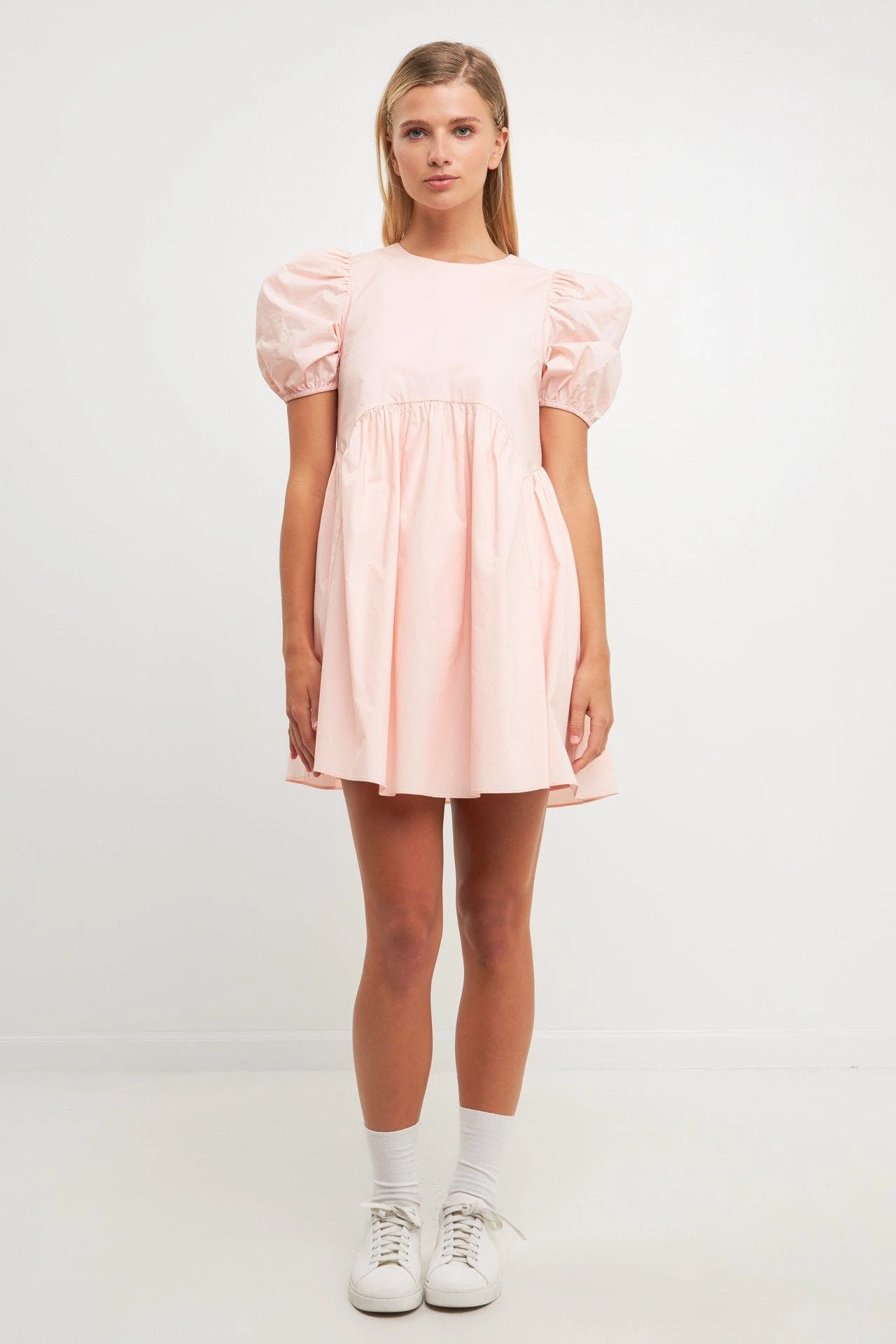 English Factory Asymmetrical Baby Doll Mini With Back Spaghetti Ties