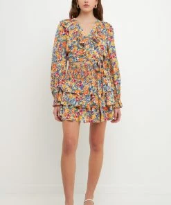 Endless Rose Floral Smocked Tiered Mini Skirt