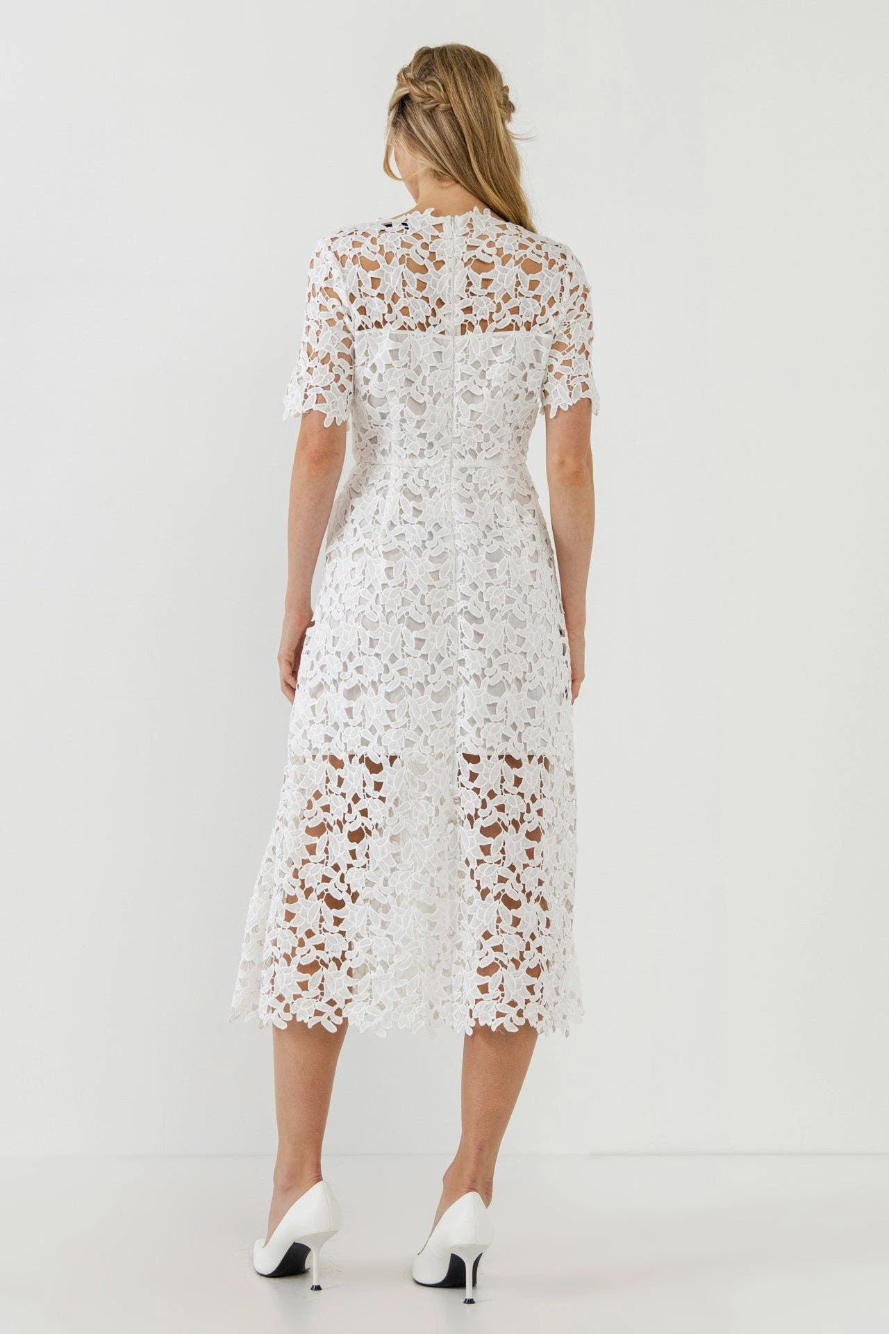 Endless Rose All Over Lace Short Sleeves Midi Dress - Image 3