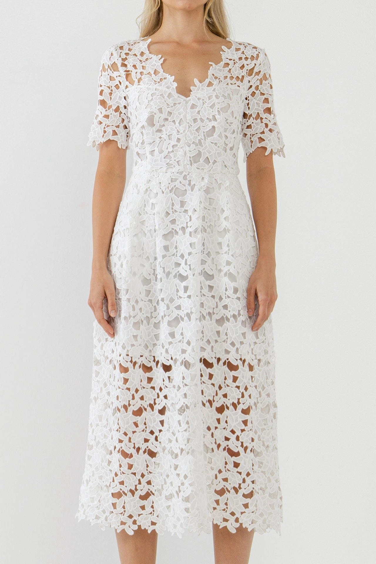 Endless Rose All Over Lace Short Sleeves Midi Dress - Image 4