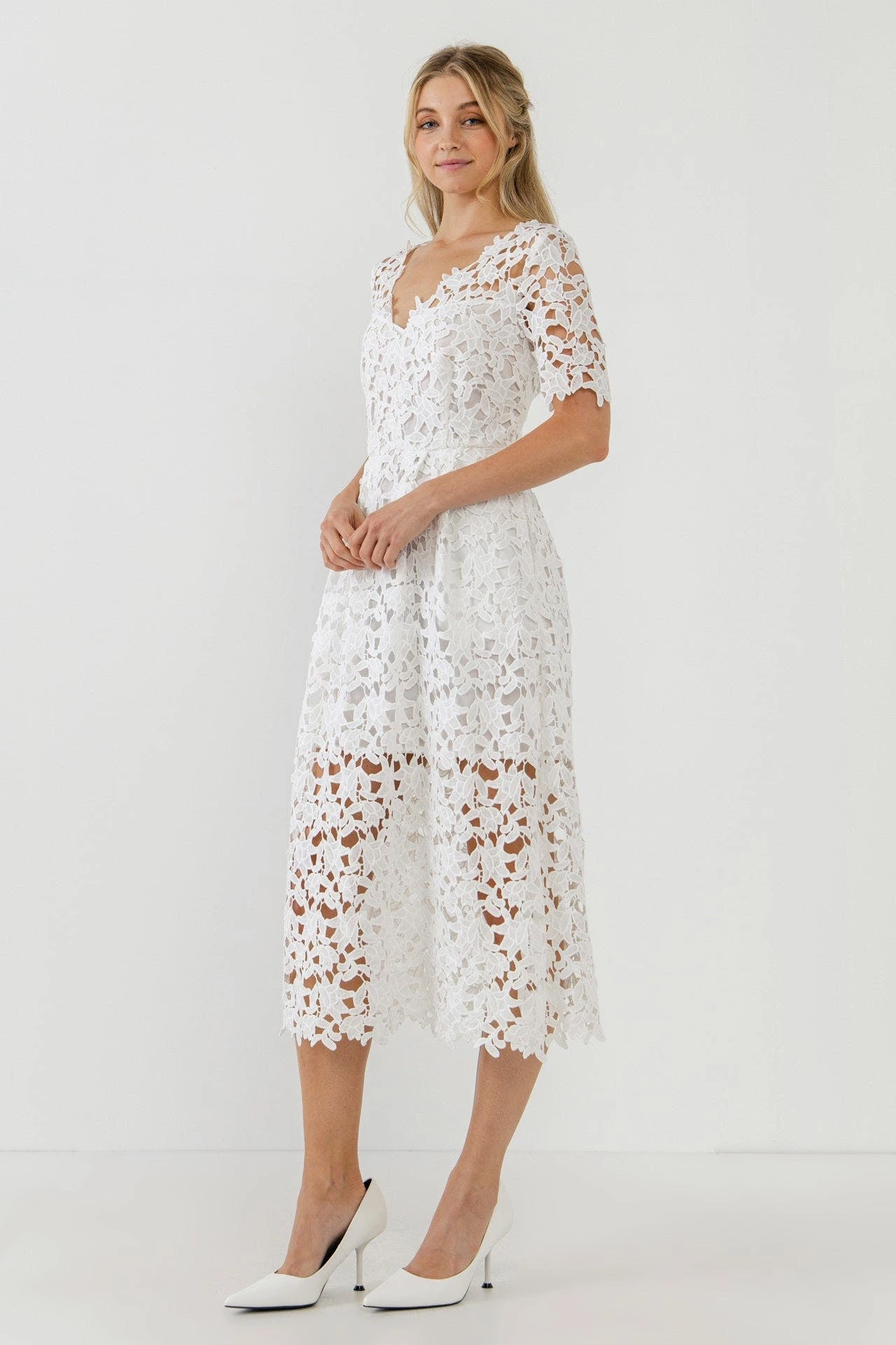 Endless Rose All Over Lace Short Sleeves Midi Dress - Image 2