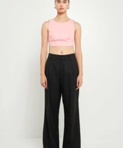 Grey Lab Elastic Band Open Back Crop Top