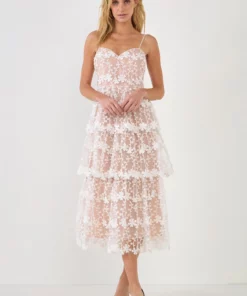 Endless Rose Crochet Layered Midi Dresss