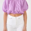 Endless Rose Cropped V-neckline Puff Top