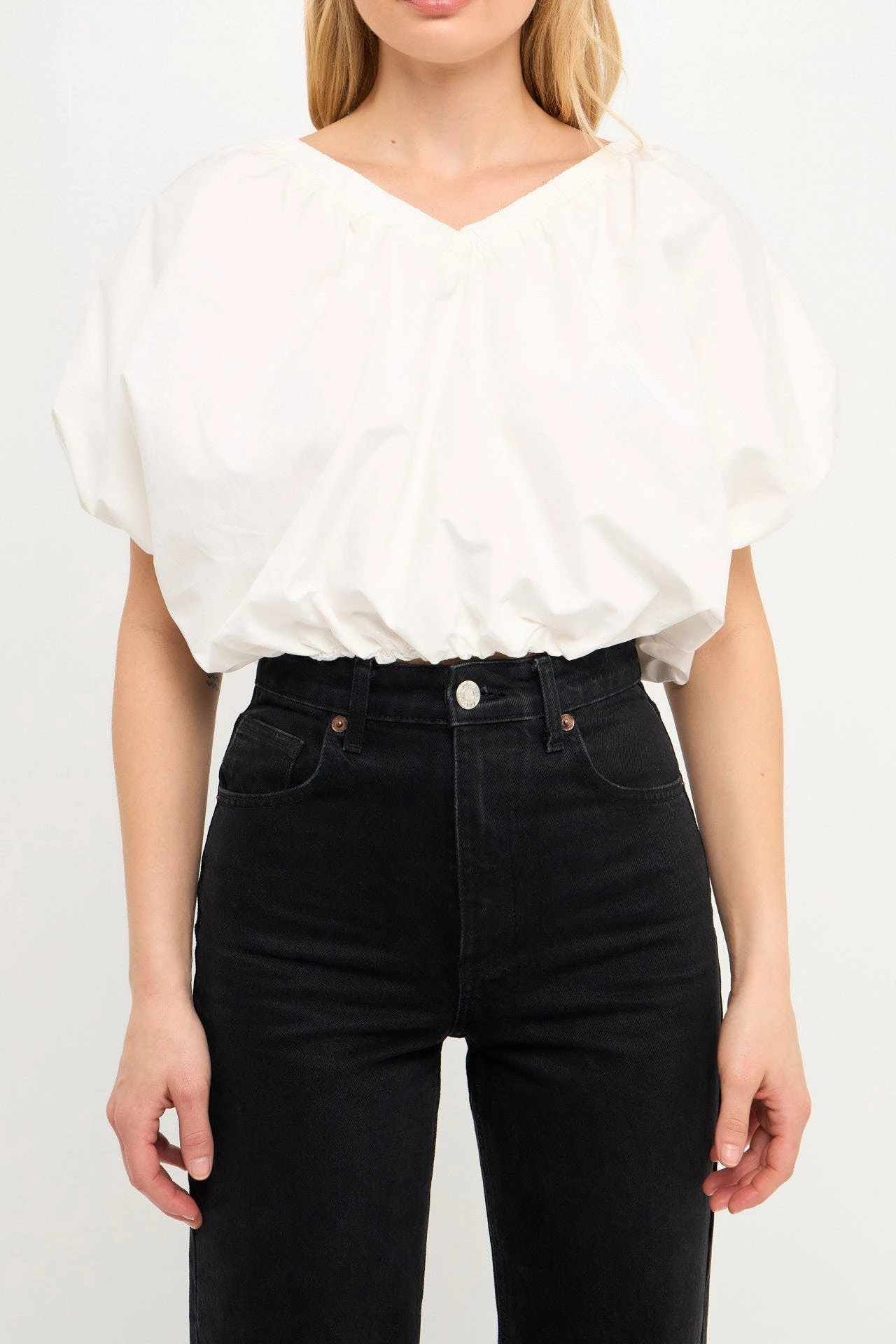 Endless Rose Cropped V-neckline Puff Top - Image 9