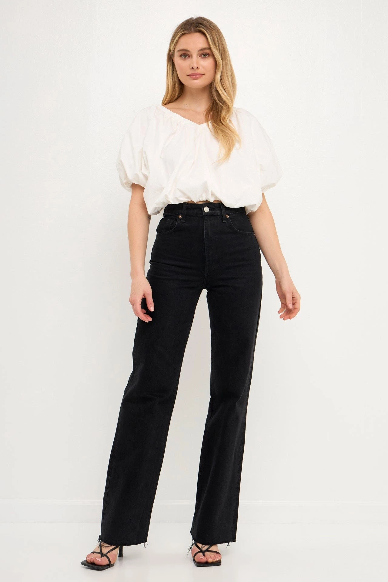 Endless Rose Cropped V-neckline Puff Top - Image 6