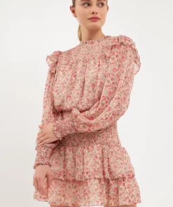 Endless Rose Floral Stripe Chiffon Dress