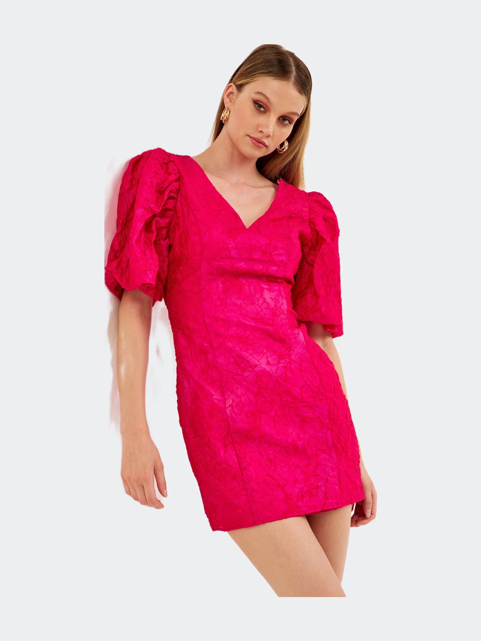 Endless Rose Puff Sleeve Embroidered Mini Dress - Image 2
