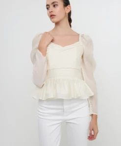 Endless Rose Long-Sleeve Peplum Top