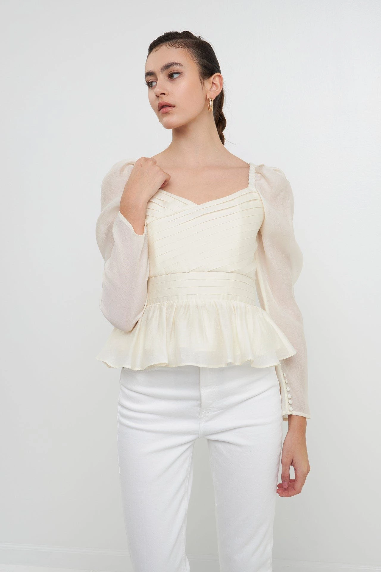 Endless Rose Long-Sleeve Peplum Top