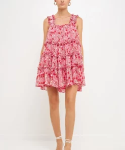Endless Rose Floral Chiffon Flounce Mini Dress