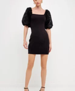 Endless Rose Puff Sleeve Mini Dress - Black