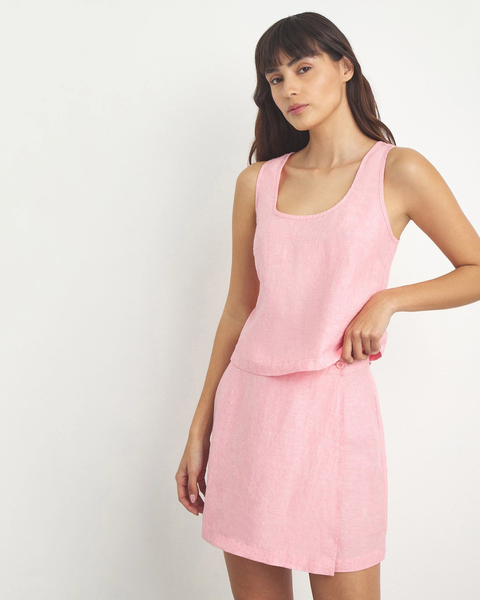 Onia Linen Mini Wrap Skirt - Rosette - Image 2