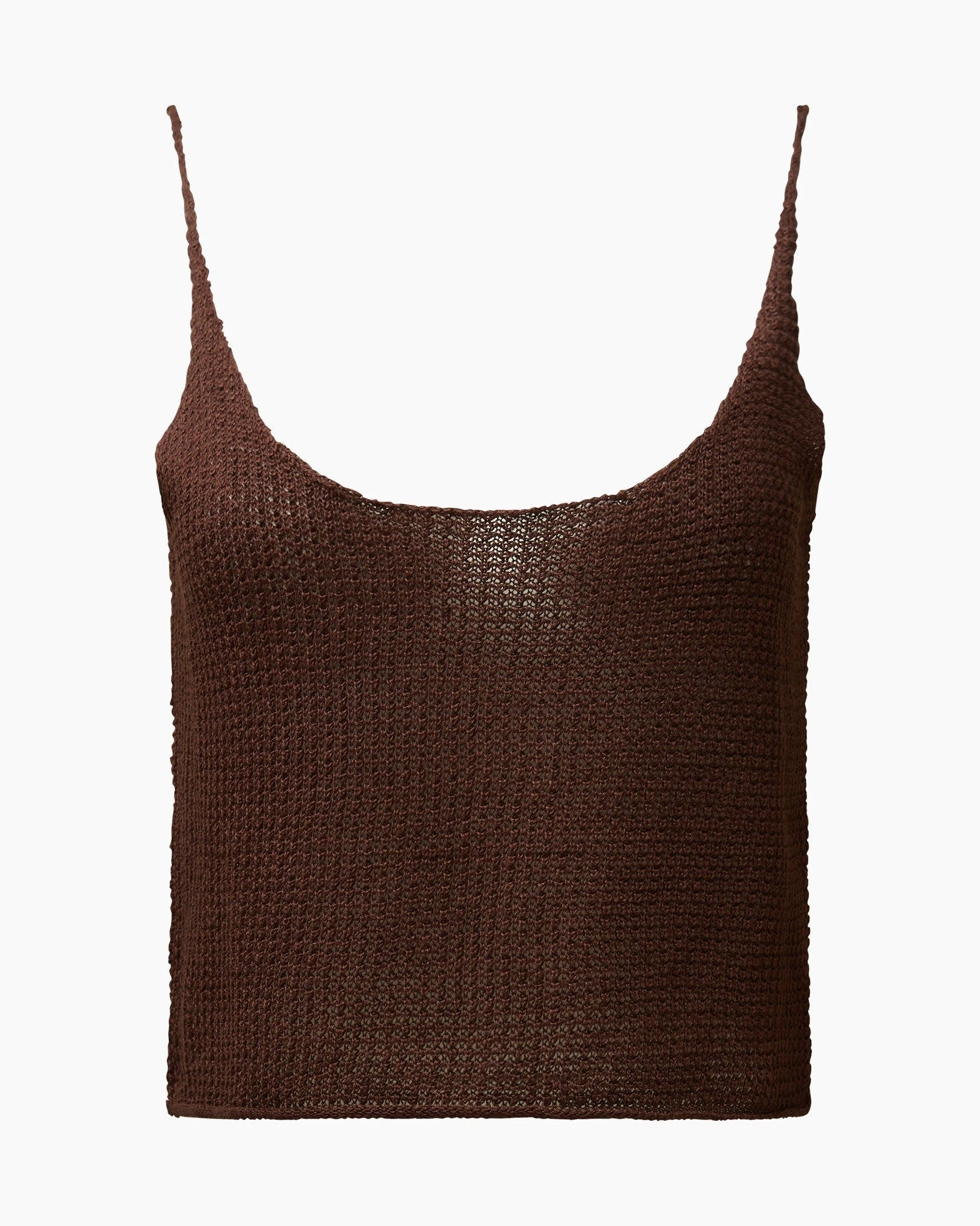 Onia Textured Linen Sweater Scoop Tank - Coffee - Image 6