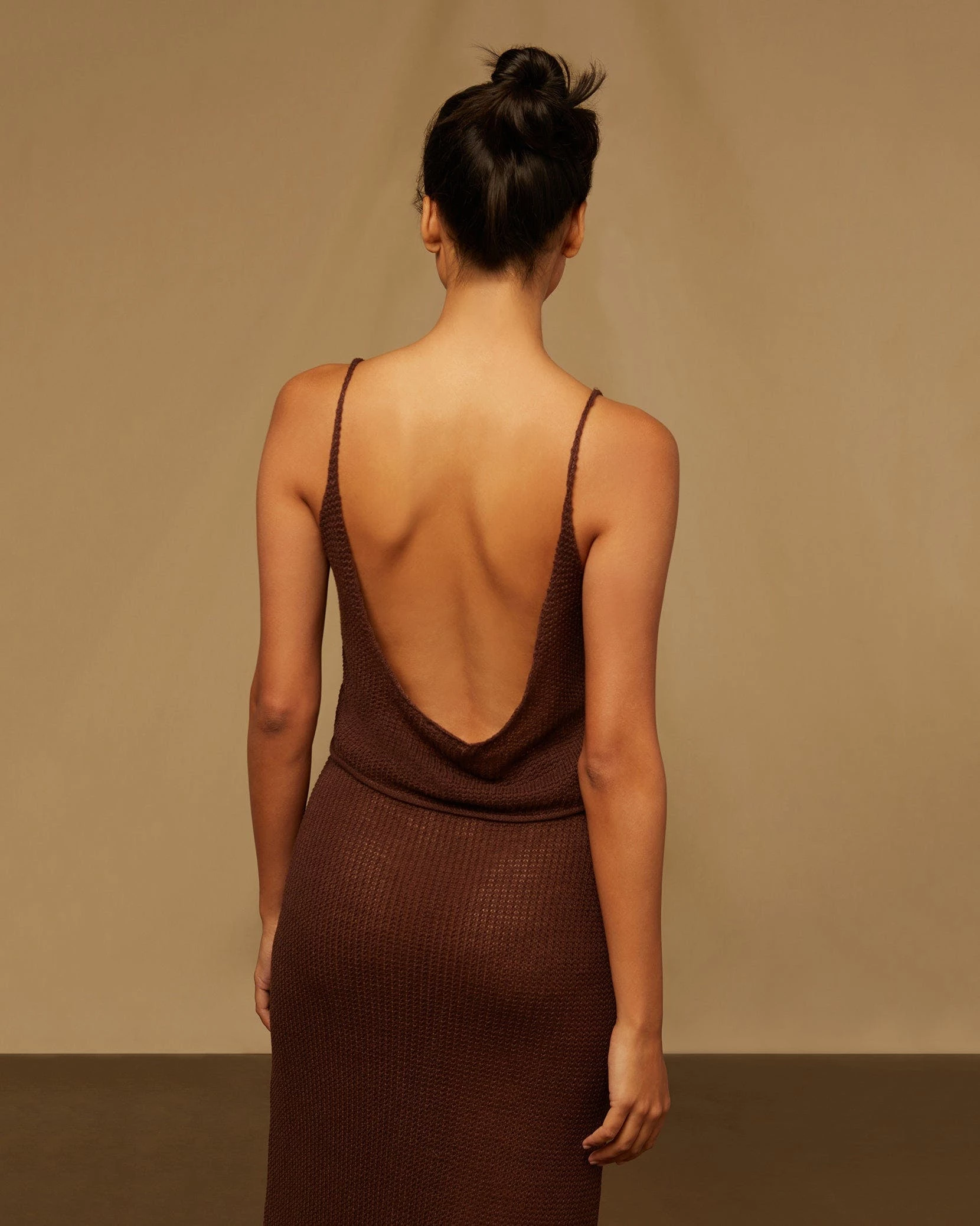 Onia Textured Linen Sweater Scoop Tank - Coffee - Image 2