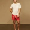 Onia Charles 5" Swim Trunks, Red White