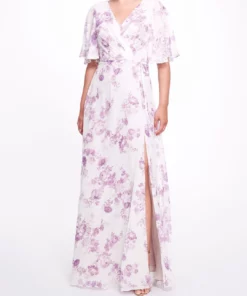 Marchesa Bridesmaids Rome Printed Gown - Lilac