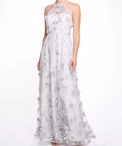 Marchesa Bridesmaids Jacquelene Dress - Dove Grey