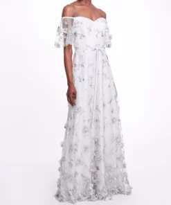 Marchesa Bridesmaids Portici Gown - Dove Grey