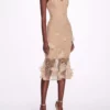 Marchesa Notte Strappy Cocktail Dress - Nude