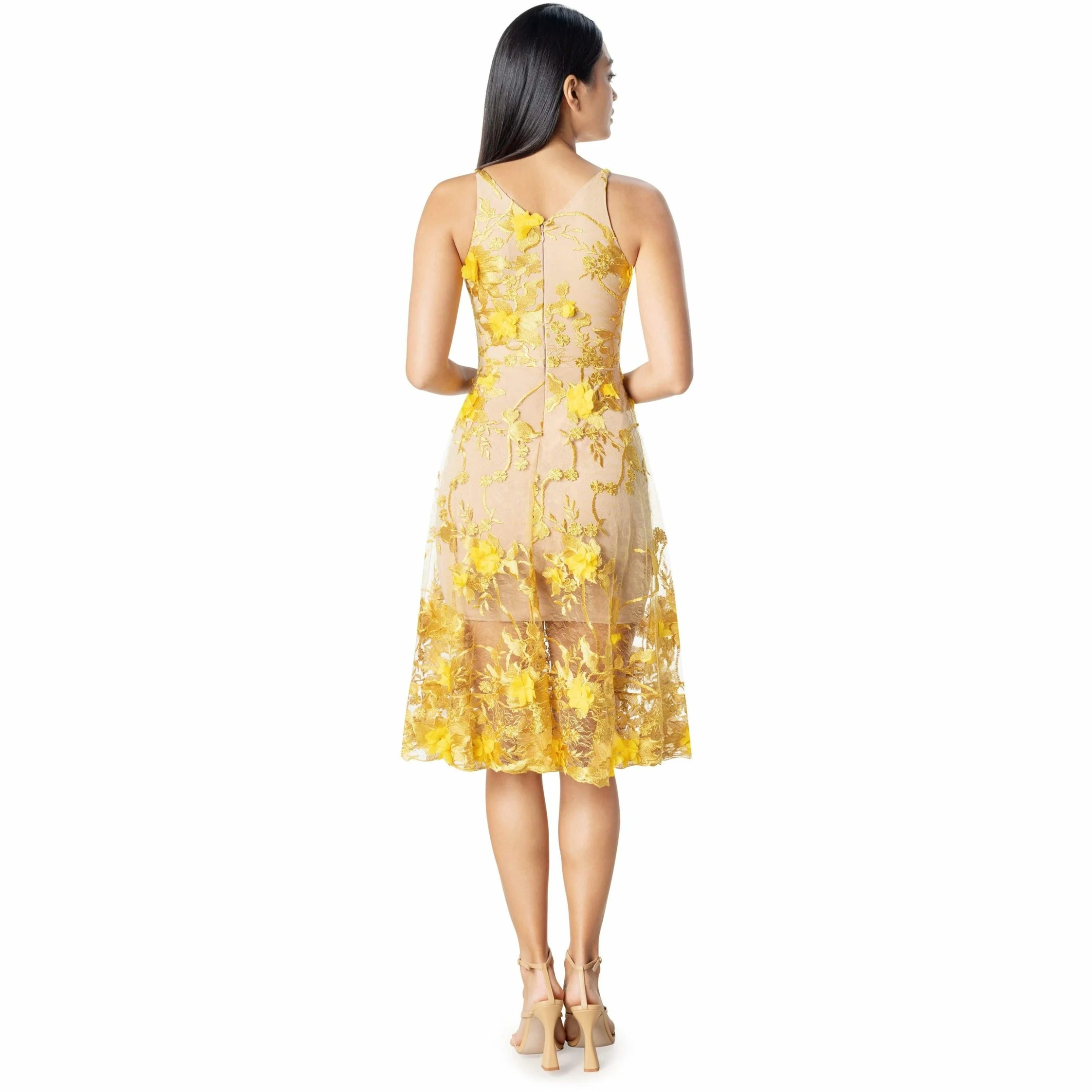Dress The Population Audrey Floral Embellished Midi Dress - Image 3