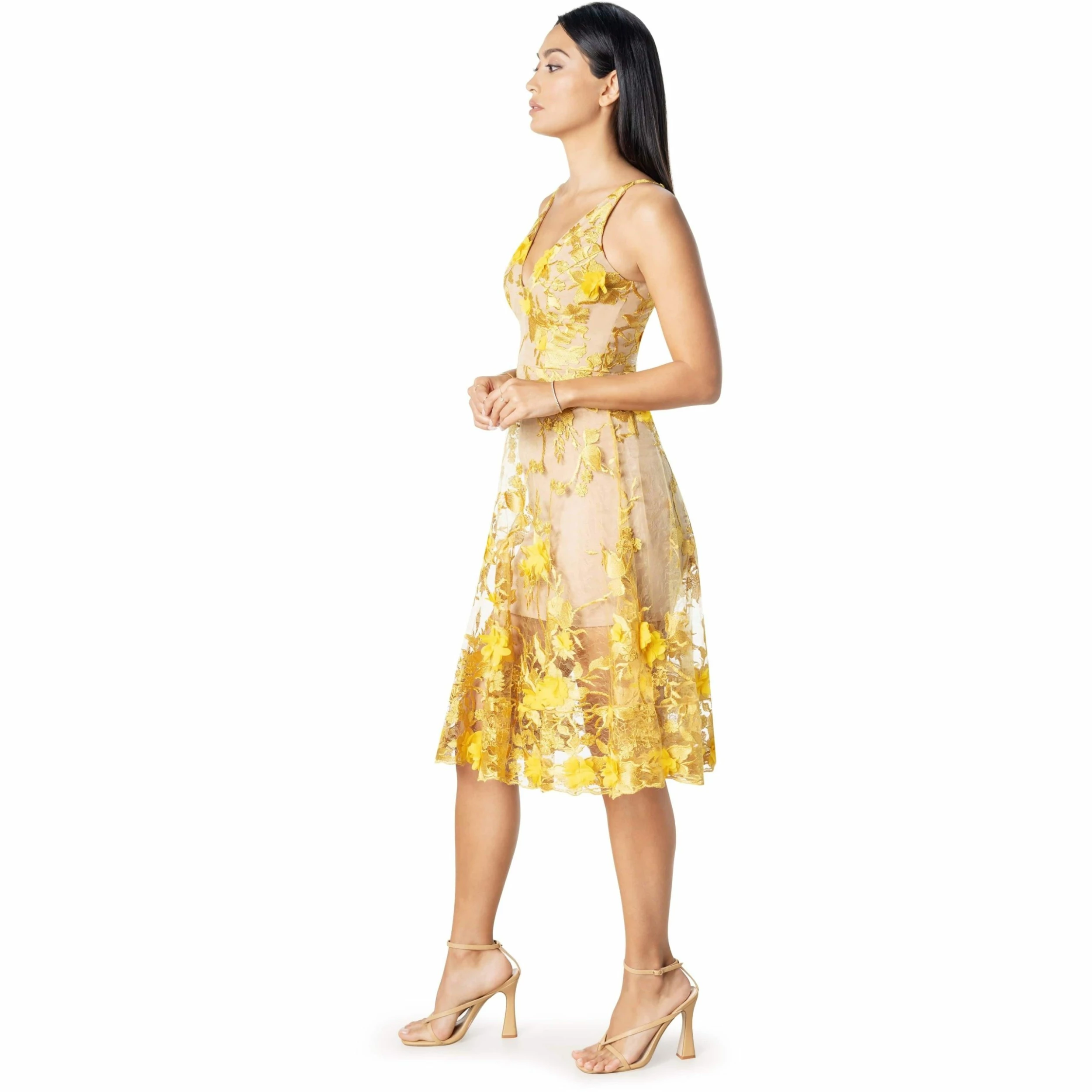 Dress The Population Audrey Floral Embellished Midi Dress - Image 2