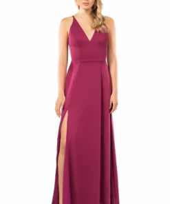 Dress The Population Ker Magenta Front Slit Maxi Dress
