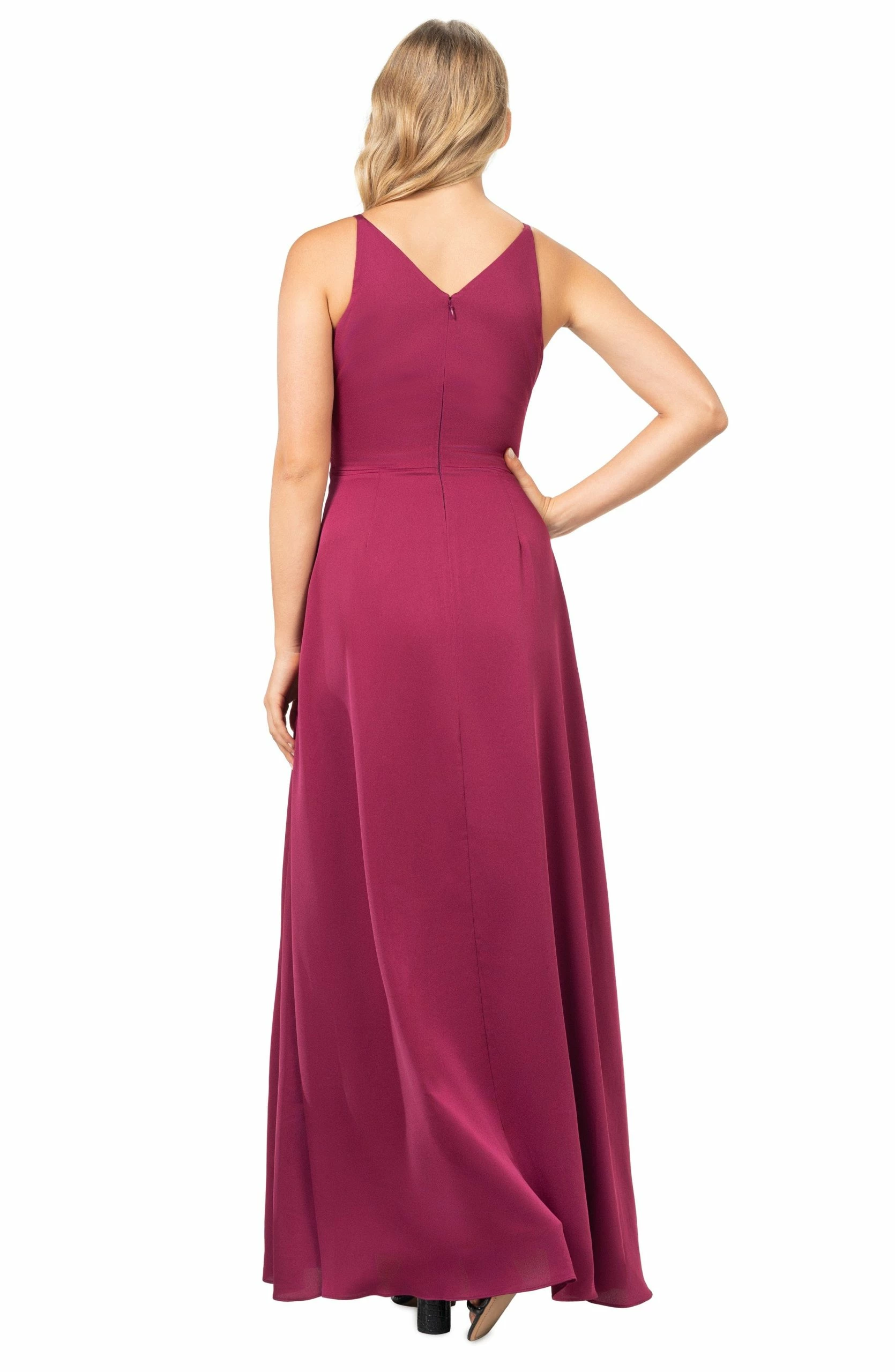 Dress The Population Ker Magenta Front Slit Maxi Dress - Image 3
