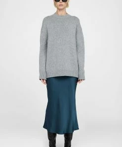 ANINE BING Ar Silk Skirt - Steel Blue