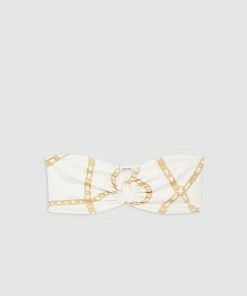 ANINE BING Viv Bikini Top - Cream And Tan Link Print