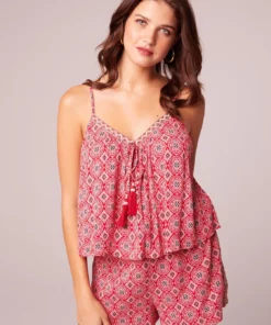 B.O.G. Collective More Than A Feeling Red Medallion Tank Top - Red/Egret