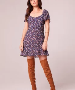 B.O.G. Collective Raline Purple Floral Crossover Mini Dress