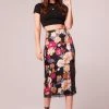 B.O.G. Collective Lilou Black Floral Lace Slip Midi Skirt