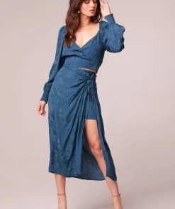 B.O.G. Collective Ne Deep Teal Layered Midi Skirt