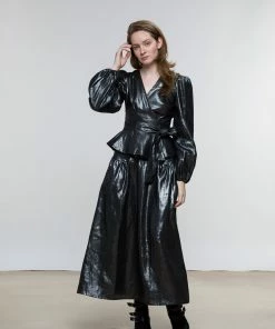 Onīrik īrik Eliza Skirt - Silver On Black Linen