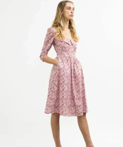 Onīrik īrik Marisol Dress / Pink (Ruby Red On Milkly White) Cotton Floral